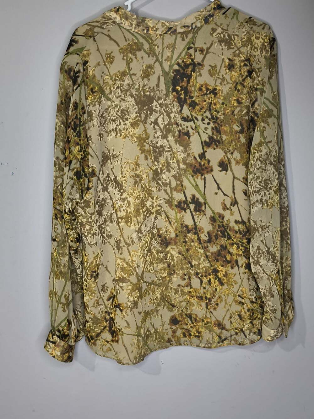 Coldwater Creek Sheer Long Sleeve Button Down Brown Floral Fall Vibes XL (18) - Picture 8 of 12